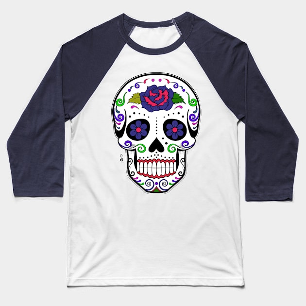 Sugar skull Baseball T-Shirt by HagalArt